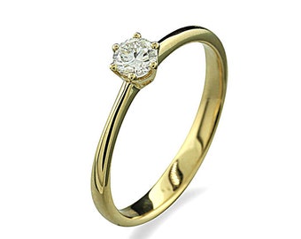 Brillant-Ring 1 Solitärbrillant 0,25 carat 750er Gelbgold Verlobungsring Geschenk Viertelkaräter
