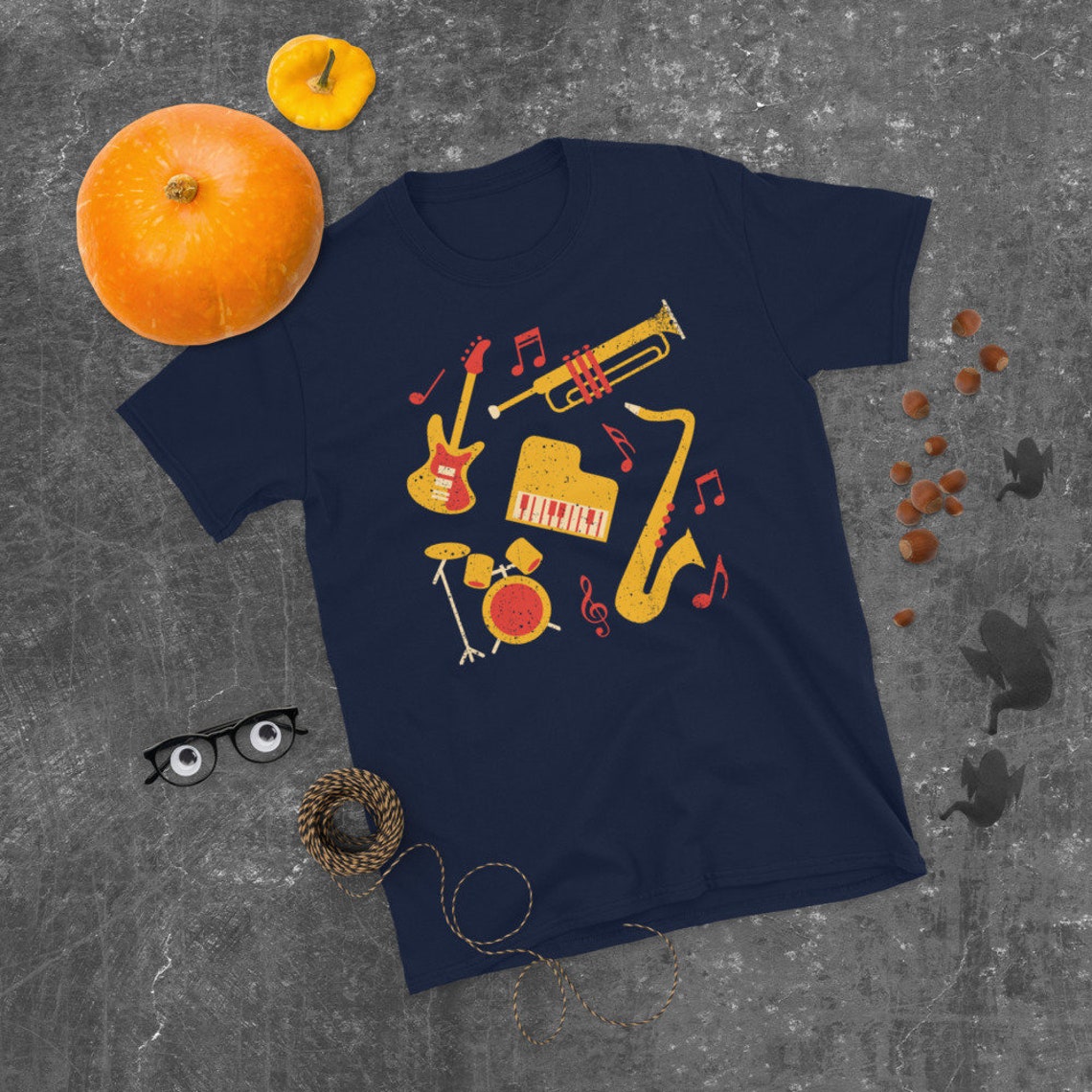 Music Retro Vintage Musical Instruments Jazz Shirt TShirt Etsy Italia