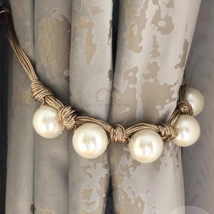 A Pair Pearl Tie Backs Oversized Pearl Curtain Ties Curtain Holdback Decorative Tie Back Window Treatments