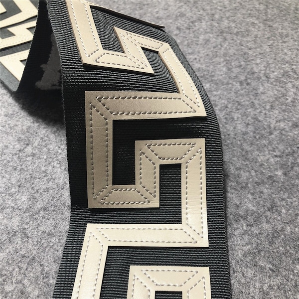 Leather 3.1"  Trim For Curtains, Trim with Raised Greek Key,  Embroidery Trim Tape, Decorative Tape Trim By the Yard