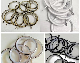 Juego de 10 anillas silenciosas para barra de cortina, accesorios para cortinas, anillas para visillos, 4 colores, 3 diámetros interiores a elegir.
