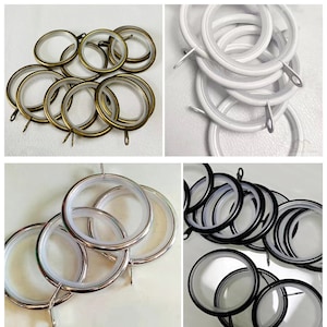 50 Set Metal Hanging Rings With Plastic Hooks For Curtains, 32 Mm