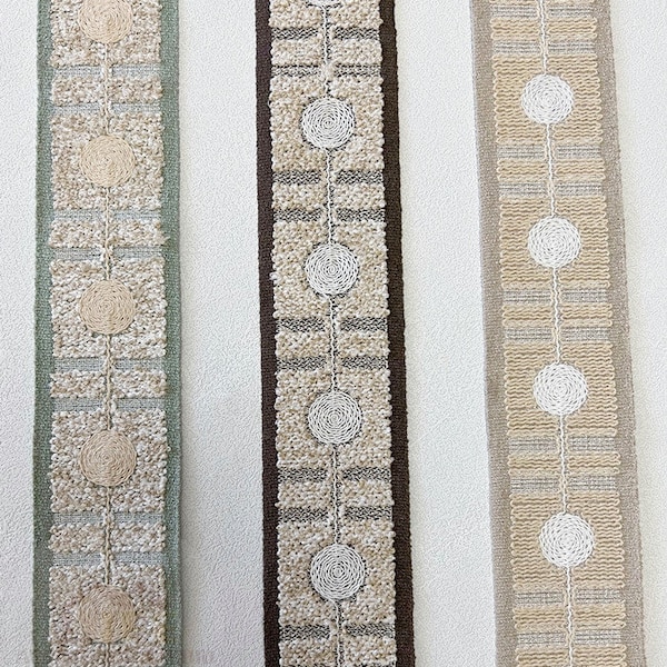 2.3" 6cm Loop-pile Fabric Trim Tape,Tapestry Ribbon By the Yard,,Boho Style Trim,Drapery Trim