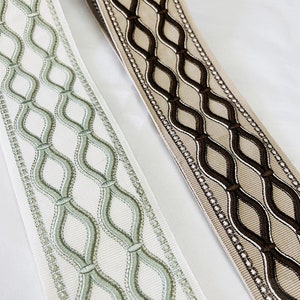 刺繍カーテントリムテープ、2.9インチトリムテープ、カーテン用縫製生地トリム、リボントリム、カーテントリム（1ヤードあたり）