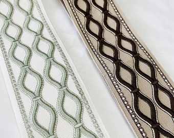 2.9" Width Embroidery Drapery Trim Tape, Sewing Fabric Trim for Curtains
