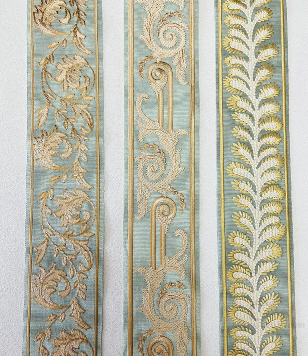 Retro Teal Upholstery Trims,3.5embroidered Trim Tape,vintage Pattern