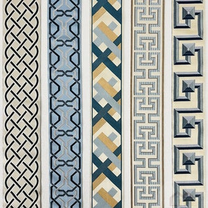 Blue Collection Imitated Silk Curtain Trim By the Yard, Jacquard Border Drapery Trim, Curtain Border Upholstery Trim For Curtains