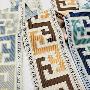 Greek Key Trim Tape,3.5 &quot;Curtain Border,Fabric Trim For Curtains,Drapery Trim By The Yard