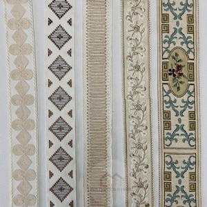 White/Ivory Collection Curtain Trim Embroidery Tape Jacquard Trim  Decorative Fabric Trim for Curtains Drapery Trim Sold By the Yard