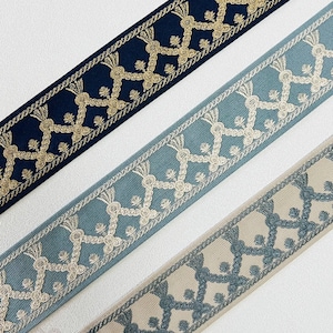 Blue Drapery Trim Tape, 2.3&quot; 6cm Curtain Tape ,Navy Blue Trim Tape, Upholstery Trim for Curtains ,Fabric Trim By the Yard