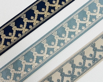 Blue Drapery Trim , 2.3" 6cm Width Curtain Tape ,Fabric Trim Sold By the Yard