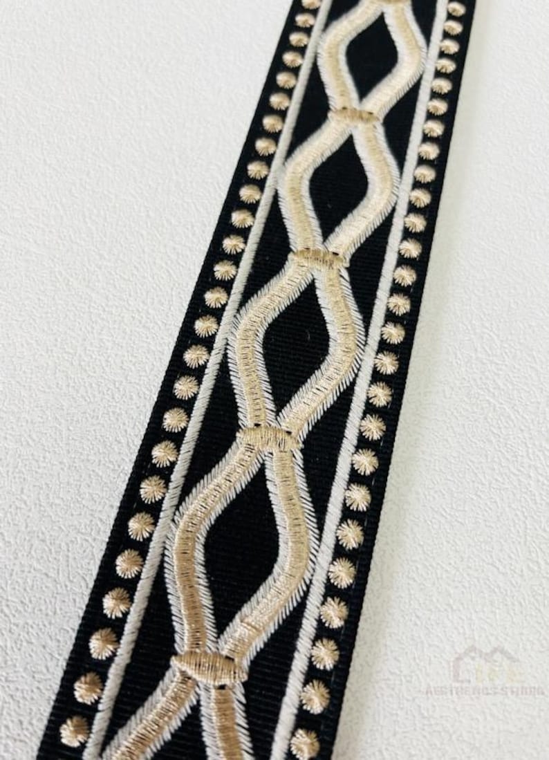 1.9“ Black White Decorative Ribbon Sold by the Yard ,upholstery ...