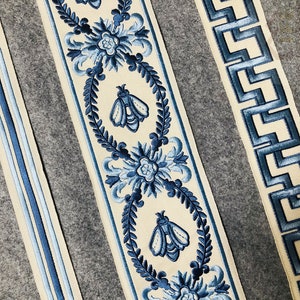 Blue Embroidered Curtain Trim Decorative Trim for Curtains Tape Ribbon Trim Drapes Trim Tape By the Yard