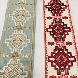 Curtain Border Trim by the Yard ,Teal Curtain Trim Tape, Drapery Trim ,Boho Fabric Trim for Curtains ,Embroidered Trim Tape