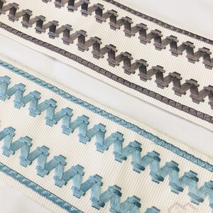 3.5&quot;Embroidery Trim Tape,Light Blue Curtain Trim,Fabric Trim for Curtains , Ribbon Trim,Curtain Trim By the Yard