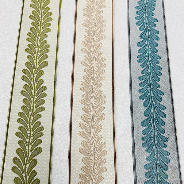 Leaf Curtain Trim Tape,Decorative Fabric Trim for Curtains, Drapery Trim By the Yard Blue Green Beige Trim Tape