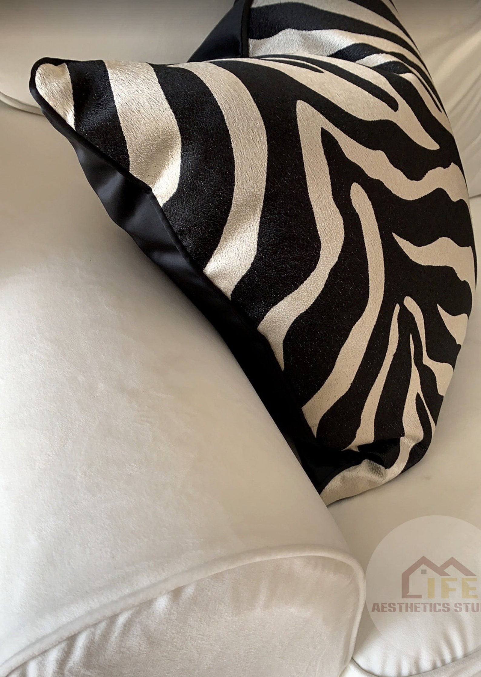 Zebra Pattern Pillow Cover 20 X 20 Sofa Pillow Cover Hand Made Etsy