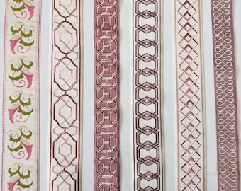 Pink Light Purple Collection Curtain Trim Jacquard Trim Embroidery Tape Decorative Fabric Trim for Curtains Drapery Trim Sold By the Yard