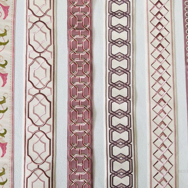 Pink Light Purple Collection Curtain Trim Jacquard Trim Embroidery Tape Decorative Fabric Trim for Curtains Drapery Trim Sold By the Yard