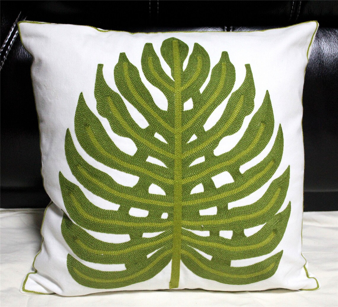 Palm Pillow Cover Embroidered Pillow Cases Hand Made Sofa Etsy