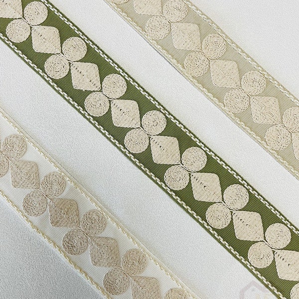 2.3"6cm Cotton Linen Trim Tape,Fabric Trim for Curtains ,Tapestry Ribbon By the Yard,Boho Drapery  Trim