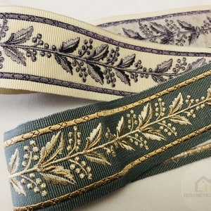 Leaf Embroidered Curtain Trim,1.9&quot;  Drapery Tape , Decorative Ribbon Trim for Curtains,Upholstery Trim By theYard