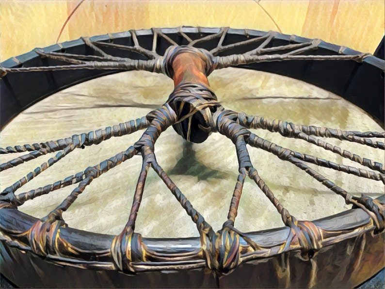 Tambour Chaman Végétalien - Instrument De Guérison Sonore - Avec Baguette - Décoration Maison