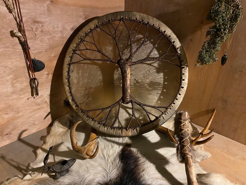 Shamanic Drums, Handmade Shamanic Drums, Sacred Wolf Totem Drums With