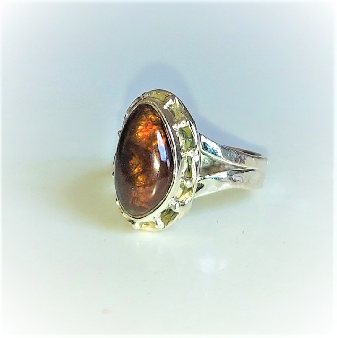 Mexican Fire Agate Ring 925 Sterling Silver Natural Gemstone Etsy