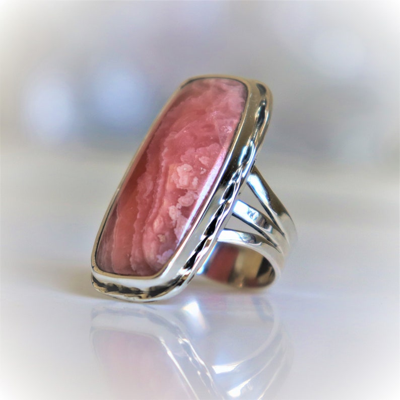 Bohemian 925 Sterling Silver Midi Natural Rhodochrosite Ring Beautiful Ring,Christmas Gift Designer Ring Natural Rhodochrosite Jewelry