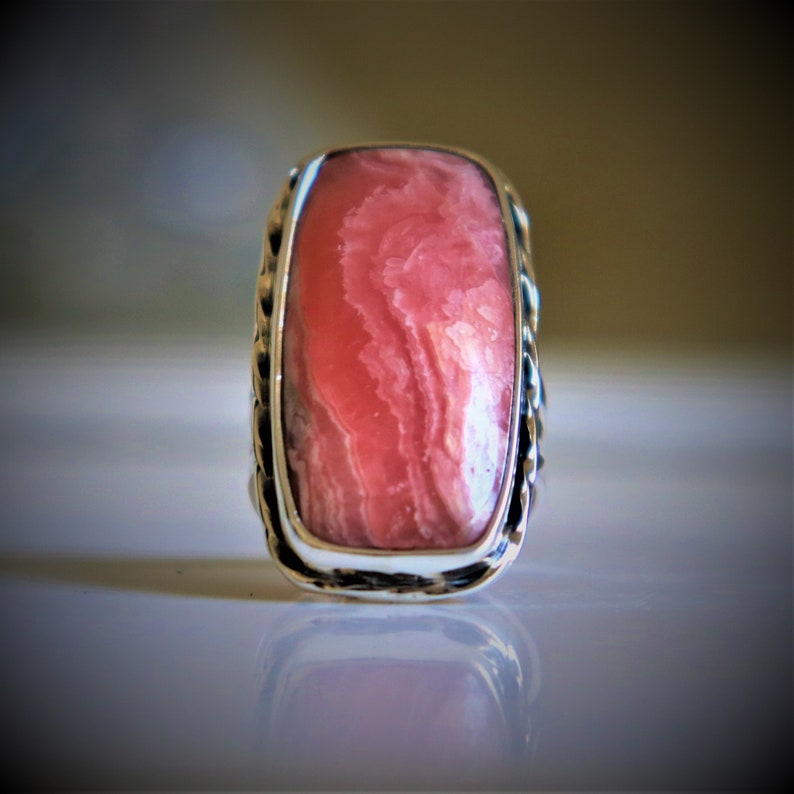 Bohemian 925 Sterling Silver Midi Natural Rhodochrosite Ring Beautiful Ring,Christmas Gift Designer Ring Natural Rhodochrosite Jewelry