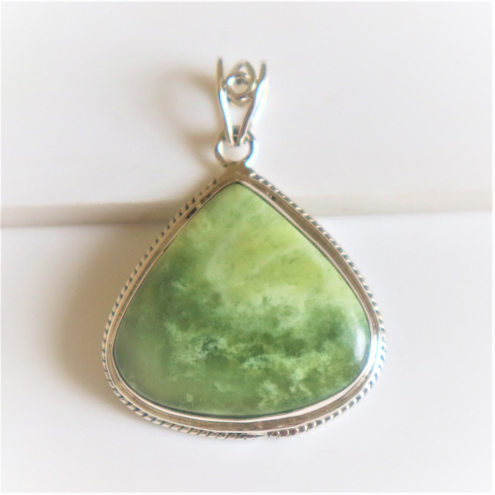 Serpentine Pendant 925Solid Sterling Silver Pendent Natural Etsy