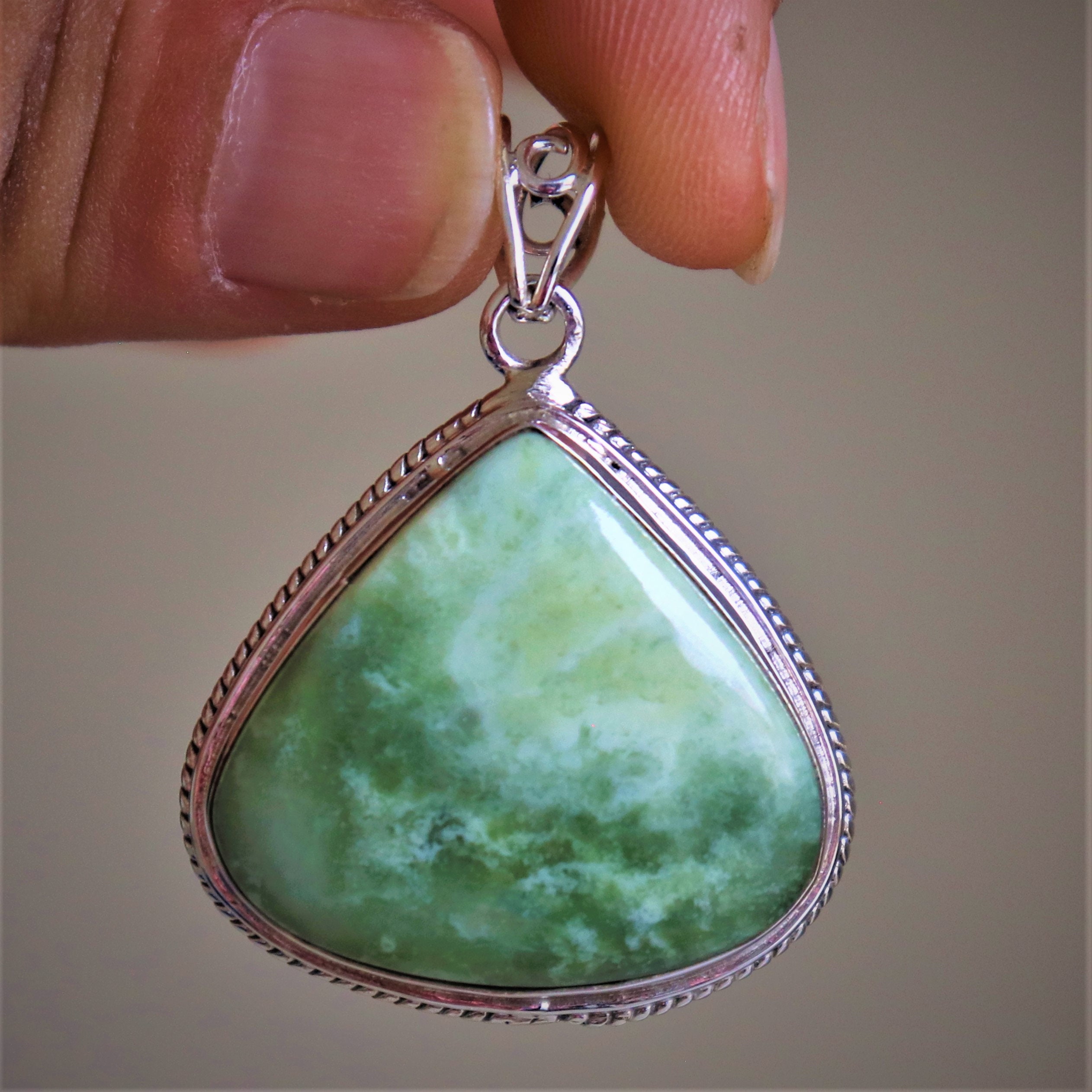 Serpentine Pendant 925Solid Sterling Silver Pendent Natural Etsy