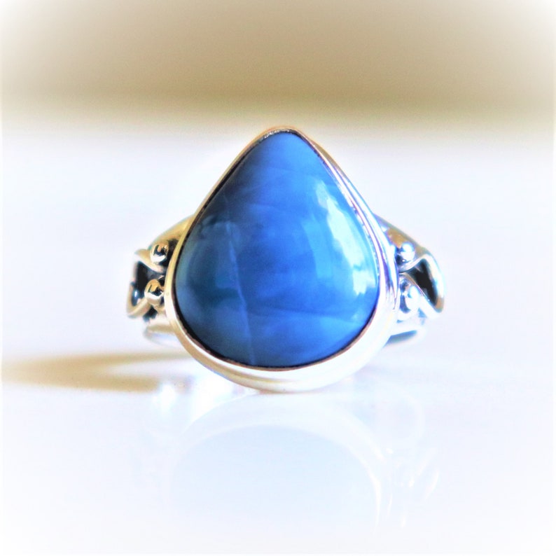 Natural Gemstone Ring Blue Opal Ring Boho Ring 925Sterling Silver Ring Handmade Jewelry Teardrop Opal Ring,Beautiful Dainty Trendy Midi