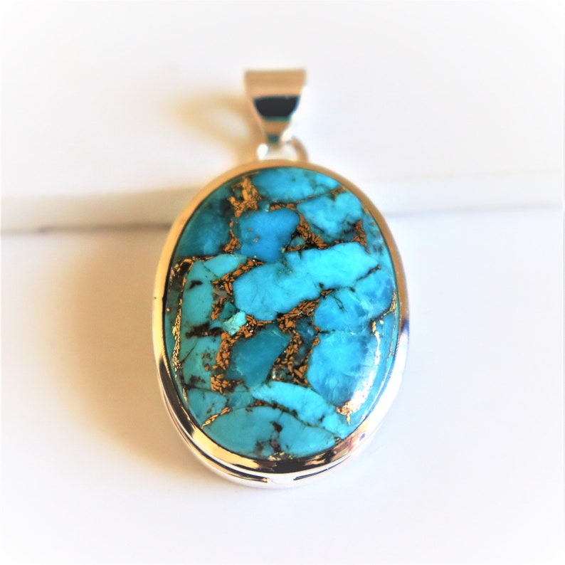 925 Solid Sterling Silver,Natural Birthstone,Unique Gift,Mohave Purple Turquoise Necklace,Handmade Pendant Jewelry Copper Turquoise Pendant
