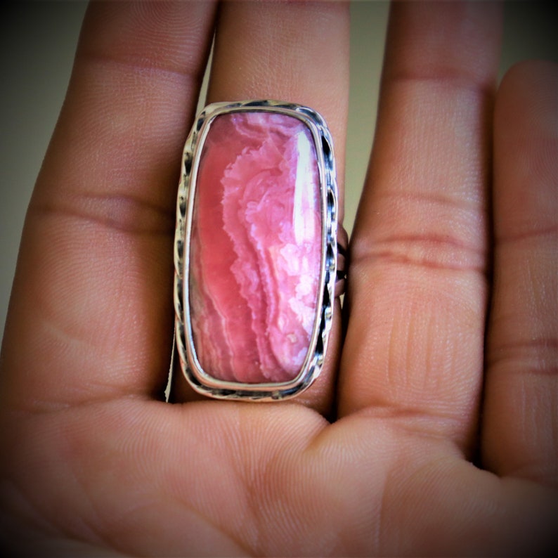 Bohemian 925 Sterling Silver Midi Natural Rhodochrosite Ring Beautiful Ring,Christmas Gift Designer Ring Natural Rhodochrosite Jewelry