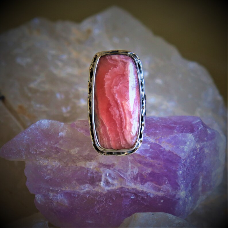 Bohemian 925 Sterling Silver Midi Natural Rhodochrosite Ring Beautiful Ring,Christmas Gift Designer Ring Natural Rhodochrosite Jewelry