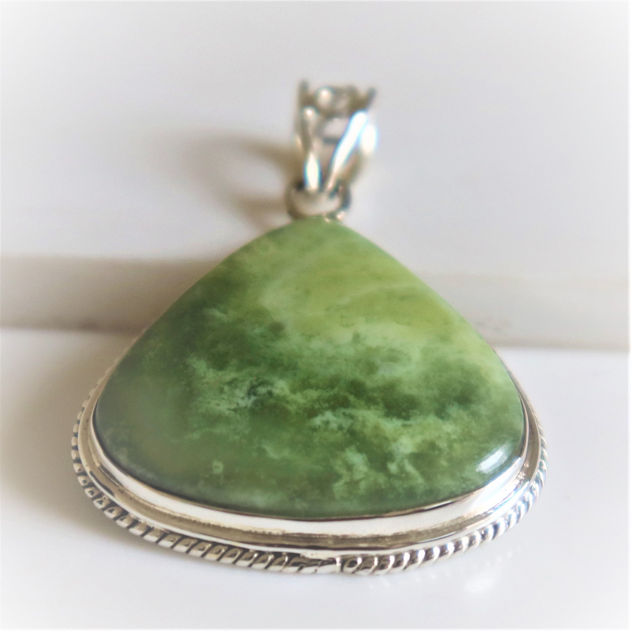 Serpentine Pendant 925Solid Sterling Silver Pendent Natural Etsy