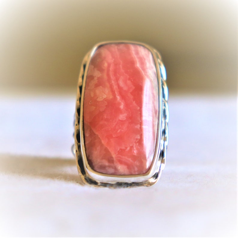 Bohemian 925 Sterling Silver Midi Natural Rhodochrosite Ring Beautiful Ring,Christmas Gift Designer Ring Natural Rhodochrosite Jewelry