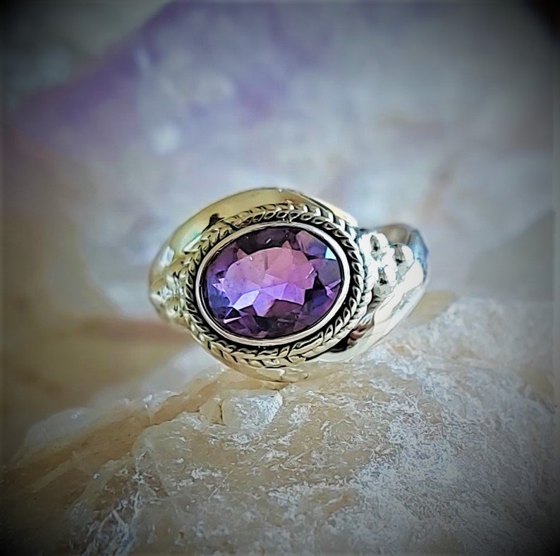 Faceted Amethyst Ring-Handmade Jewelry-925 Sterling Silver Ring-Designer Ring-February Birthstone-Promise Ring,Christmas Gift-Dainty-Trendy