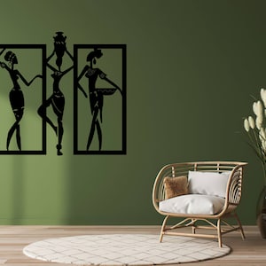african woman wall art svg,dxf, EPS,AI et fichiers PDF.plasma cut file,wall art dxf,laser cut files,Glowforge files, woman panel svg