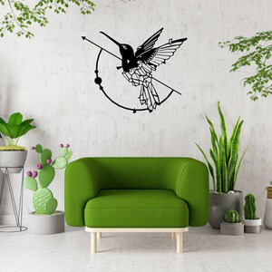 Décoration Murale Colibri Acier Géométrique – Black Country Metal Works – Neuf