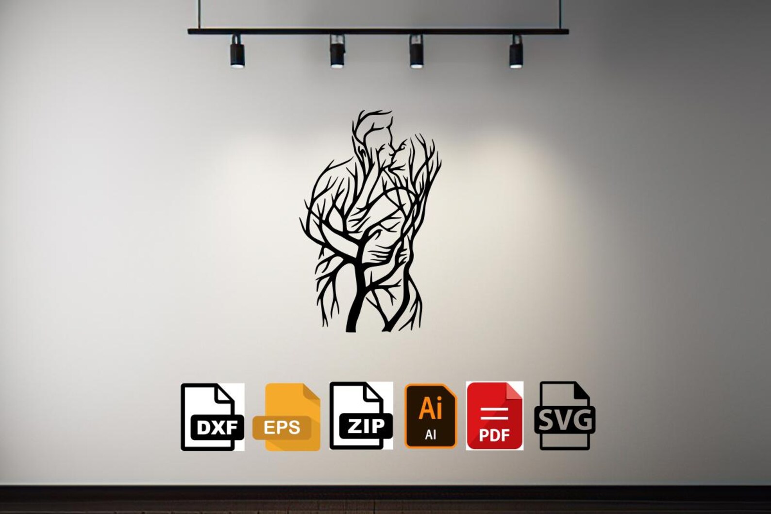 Kissing Man Woman Wall Art Svg,dxf, EPS,AI and PDF Files.plasma Cut ...