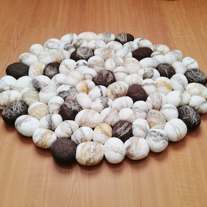 Wool Felt Stone Rug: Modern Brown Floor Decor