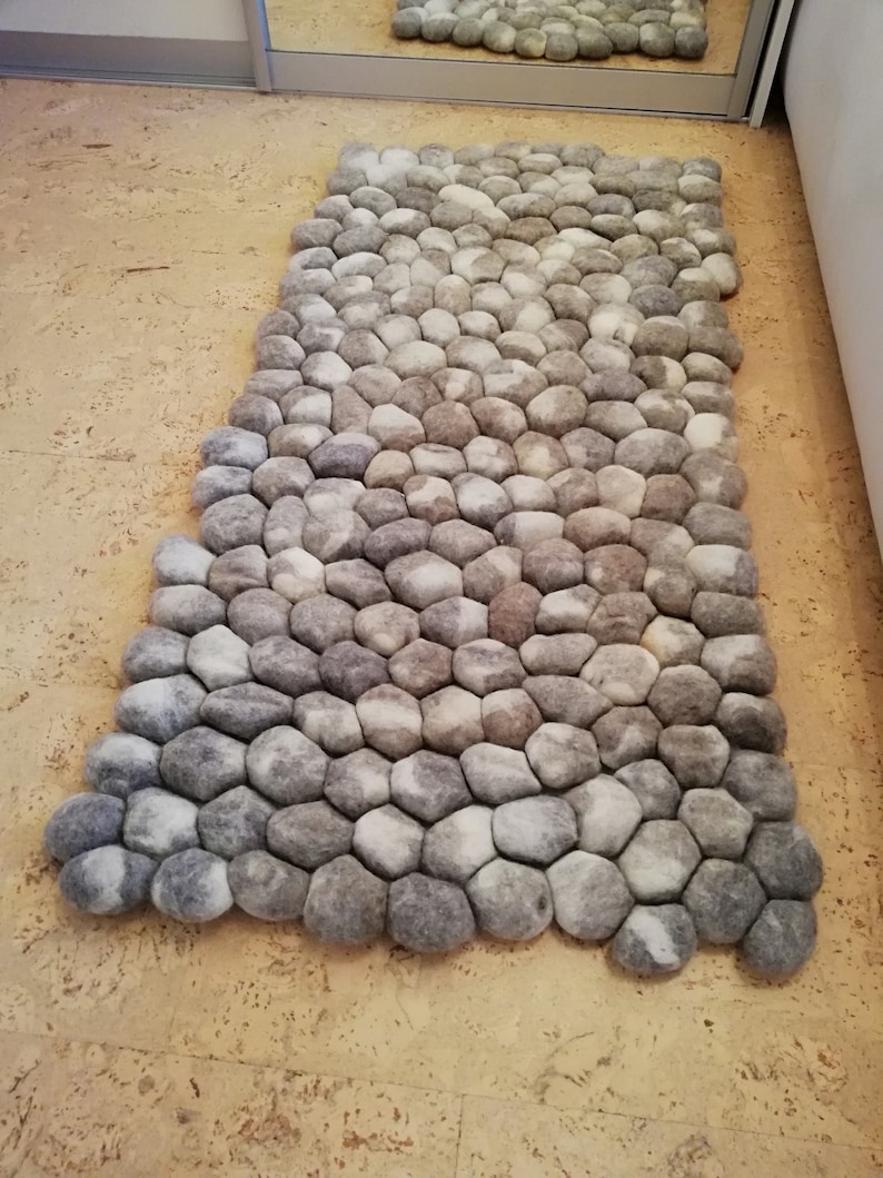 Wool Stone Rug Home Decor Felted Ball Carpet Pebble Rug Etsy