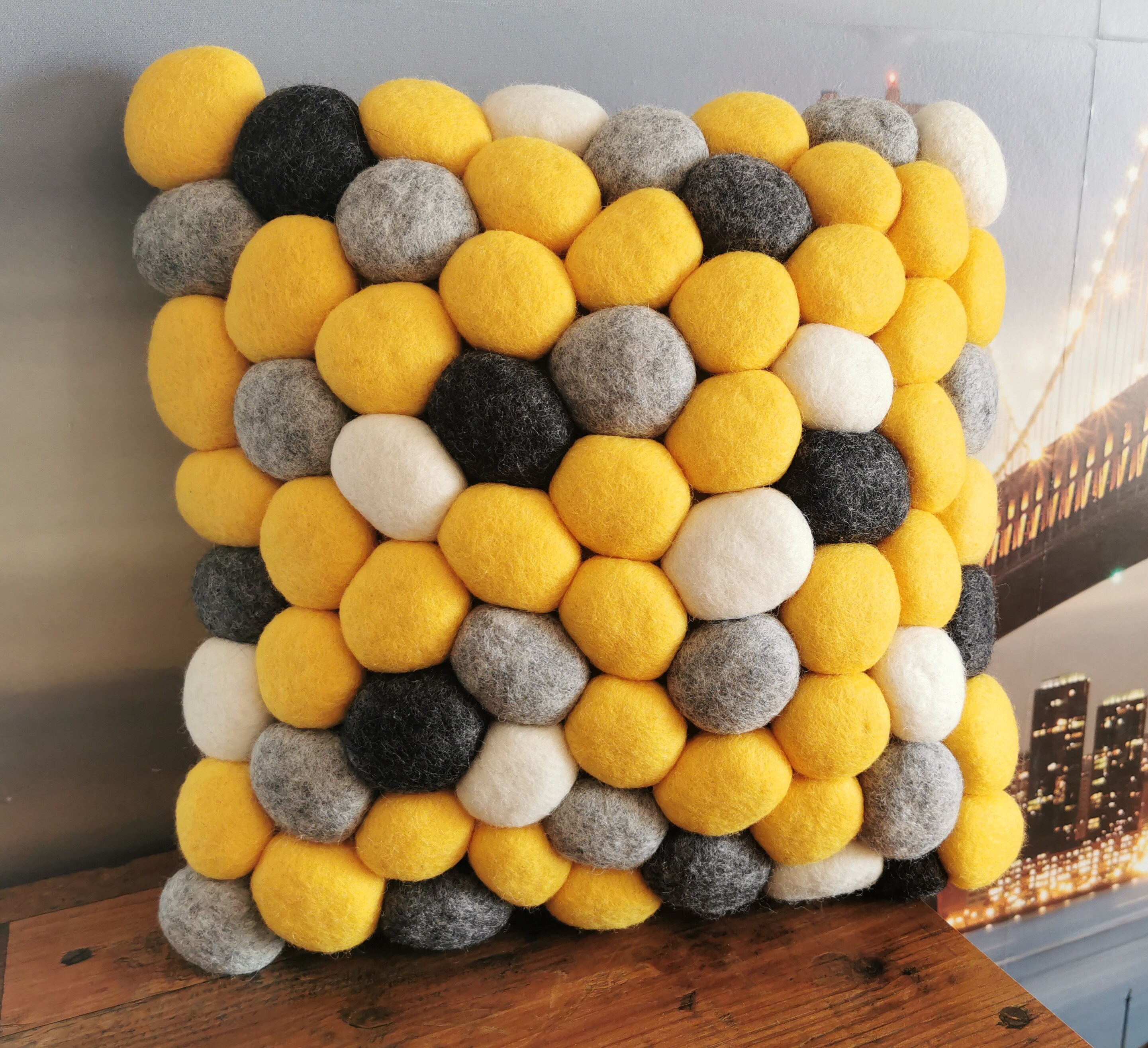 Gelbes graues Dekokissen Kieselstein Kissenbezug Filzsteine | Etsy