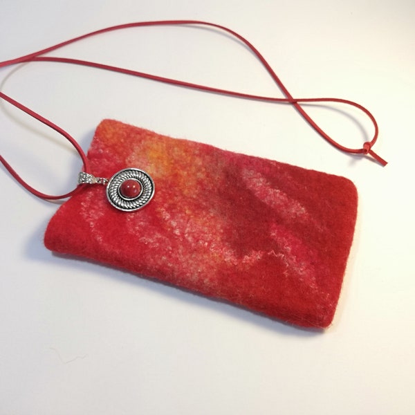 Mobile phone bag 16-8 cm, Felted phone case, Fit most smart phones, Eyeglass cases, Handmade Mother's Day Unique gift, Handytasche