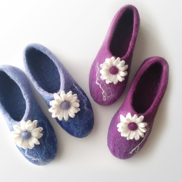 Warm and comfortable felted Slippers for woman, Wool House Shoes, Eco friendly home boots with sole, Hausewarming gift, Unique Gift for her