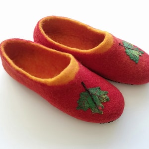 Handgemaakte wolvilten pantoffels: warme huisschoenen, US 9