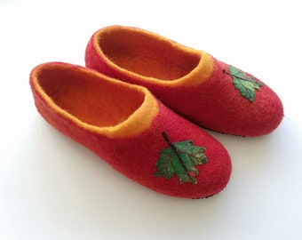Handmade Wool Felted Slippers: Warm House Shoes, US 9